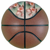 Kant met monogram bloemig roze pastel kersenbloese basketbal (Rechts)