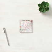 Kant met monogram bloemig roze pastel kersenbloese post-it® notes (Kantoor)