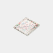 Kant met monogram bloemig roze pastel kersenbloese post-it® notes (Schuin)