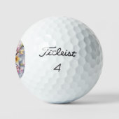 Kant met monogram roze en gele lentebloemen golfballen (Logo)