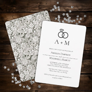 Kant Monogram Ringen Eenvoudige Huwelijksuitnodigi Kaart