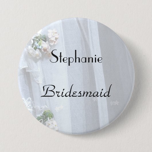  kant, naam, Bridesmaid Button Pin (Voorkant)