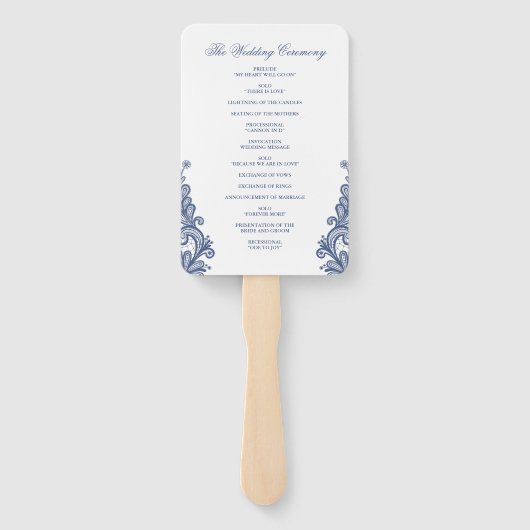  Kant Navy Blue Rustiek Huwelijksprogramma Handwaaier (Achterkant)