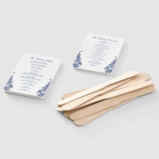  Kant Navy Blue Rustiek Huwelijksprogramma Handwaaier (Niet-gemonteerd)