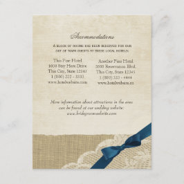 Kant, Navy Bow en Burlap Informatie Kaart