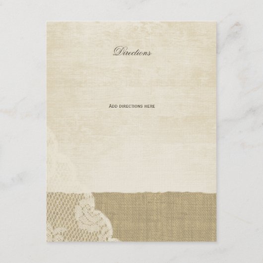 Kant, Navy Bow en Burlap Informatie Kaart (Achterkant)