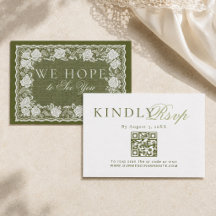 Kant Olijfgroen Old Money Trouw QR Code RSVP