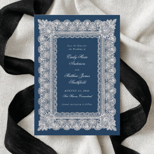 Kant Onderlegger Donkerblauw Vintage Stijl Foto Br Save The Date