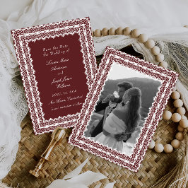 Kant Onderlegger Vintage Stijl Foto Bruiloft Save The Date