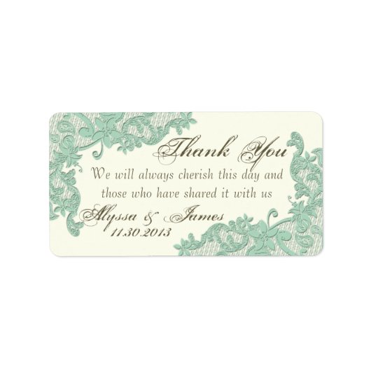 Kant ontwerp dank u etiket (Voorkant)