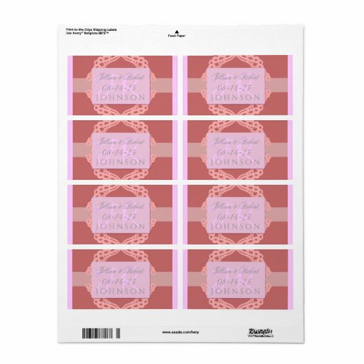 Kant ontwerp Trouwlabel Etiket (Full Sheet)