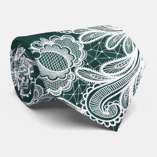 Kant op Emerald Green Faux Velvet Stropdas (Opgerold)