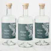 Kant op Emerald Green Faux Velvet Wedding Likeurfles Etiket (Flessen)