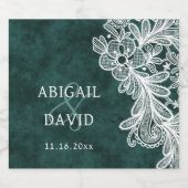 Kant op Emerald Green Faux Velvet Wedding Likeurfles Etiket (Enkel label)