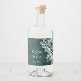 Kant op Emerald Green Faux Velvet Wedding Likeurfles Etiket