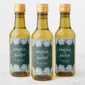 Kant op Emerald Green Faux Velvet Wedding Mini Wijn Etiket (Flessen)