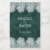 Kant op Emerald Green Faux Velvet Wedding Mini Wijn Etiket (Enkel label)