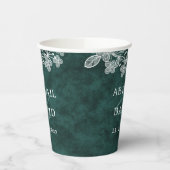Kant op Emerald Green Faux Velvet Wedding Papieren Bekers (Links)