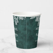 Kant op Emerald Green Faux Velvet Wedding Papieren Bekers (Rechts)