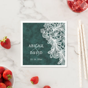 Kant op Emerald Green Faux Velvet Wedding Servet