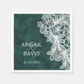 Kant op Emerald Green Faux Velvet Wedding Servet (Voorkant)