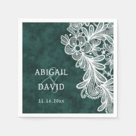 Kant op Emerald Green Faux Velvet Wedding Servet