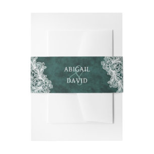 Kant op Emerald Green Faux Velvet Wedding Uitnodigingen Wikkel