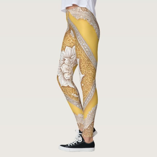 Kant op gele AI-kunst Leggings (Links)