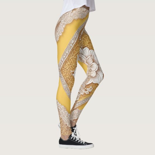 Kant op gele AI-kunst Leggings (Rechts)
