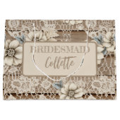  kant op hout bruidsmeisje/Bloemenmeisje Groot Cadeauzakje (Voorkant)