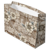  kant op hout bruidsmeisje/Bloemenmeisje Groot Cadeauzakje (Achterkant Gekanteld)