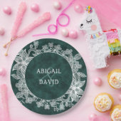 Kant op smaragdgroene nepleren trouw papieren bordje (Feest)