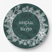 Kant op smaragdgroene nepleren trouw papieren bordje (Voorkant)
