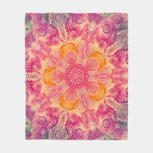 Kant Ornament Mandala: Ronde Waterverf Ontwerp Fleece Deken