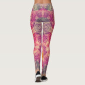Kant Ornament Mandala: Ronde Waterverf Ontwerp Leggings (Achterkant)