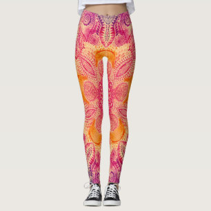 Kant Ornament Mandala: Ronde Waterverf Ontwerp Leggings