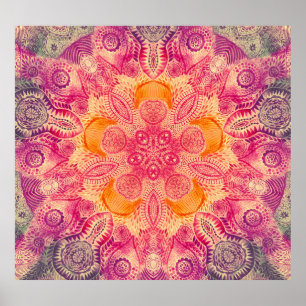 Kant Ornament Mandala: Ronde Waterverf Ontwerp Poster