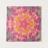 Kant Ornament Mandala: Ronde Waterverf Ontwerp Wandkleed (Voorkant (horizontaal))