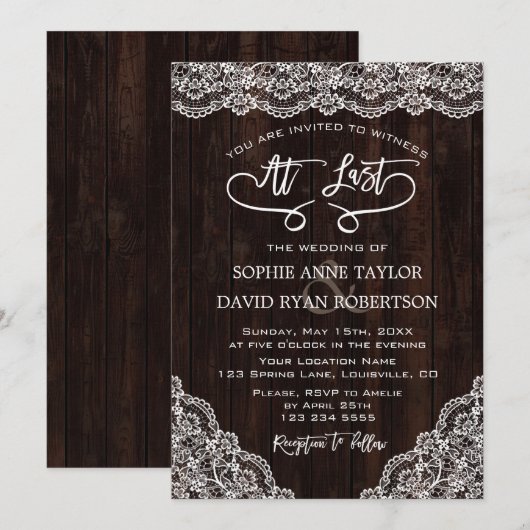 kant oude schuur handschrift bruiloft kaart (Voorkant / Achterkant)