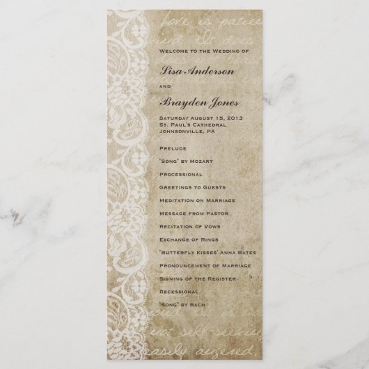  kant oude wereld bruiloft programma programmakaart (Voorkant)