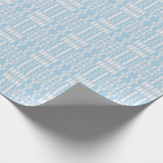 Kant over blauwe bruiloft cadeaupapier (Hoek)