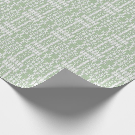 Kant over groene bruiloft cadeaupapier (Hoek)