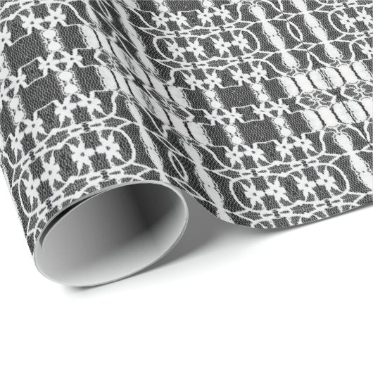 Kant over zwart bruids bruiloft cadeaupapier (Rol Hoek)