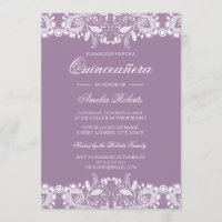 Kant Paarse Quinceanera Uitnodiging