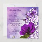 kant Paarse vlinder bloemen Verjaardag Kaart (Achterkant)