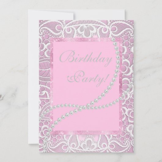  kant parels elegant verjaardagsaangepast kaart (Voorkant)