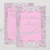  kant parels elegant verjaardagsaangepast kaart (Voorkant / Achterkant)