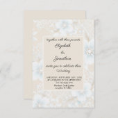 Kant Patroon Beige Blauw Bruiloft Kaart (Voorkant / Achterkant)