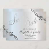 kant rand zilver Sla de datum Save The Date (Voorkant / Achterkant)