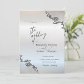kant rand zilveren bruiloft kaart (Staand voorkant)
